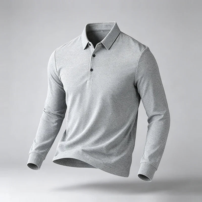 Male Urban Fashion Long Sleeve Polo Shirt Lapel Collar Comfort Texture For City Commute And Daily Street Leisure Matching Look