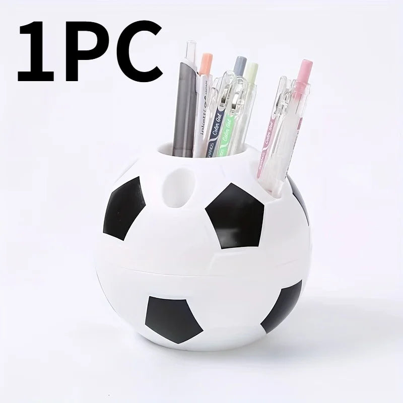 1pc Plastic Pen Holder Multi-functional Pen Holder Cartoon Football Pen Holder Office Football Pen Holder.Creative Pen Holder