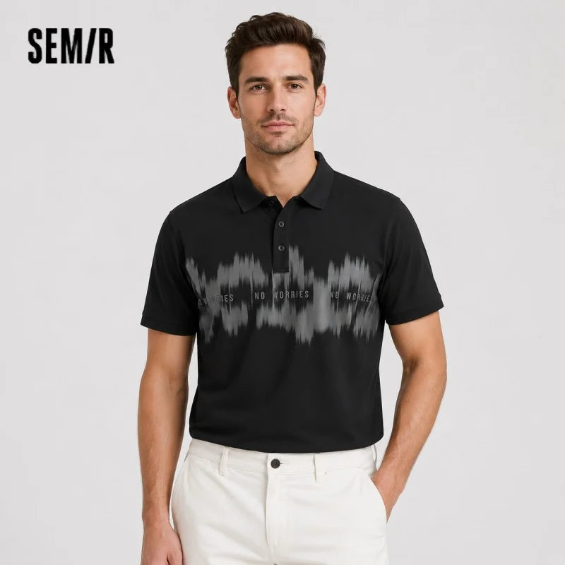 Semir Men Polo Shirt Soft Cotton Letter Embroidered Tie Dye Knit 2026SummerFashion Casual Style Lightweight Breathable Daily Top