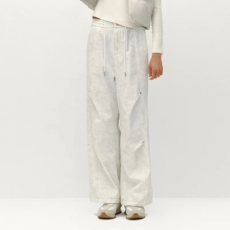 Semir Women Pants Fleece Lined Panelled Design Loose Fit Wide Leg Street Style 2026 Winter Everyday Style Full Length