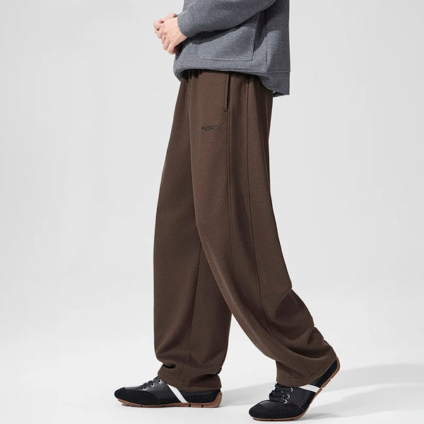 2026 Autumn New Wool Vintage Letter Straight Pants for Men Clothing Soft Comfort Male Pants LX26113