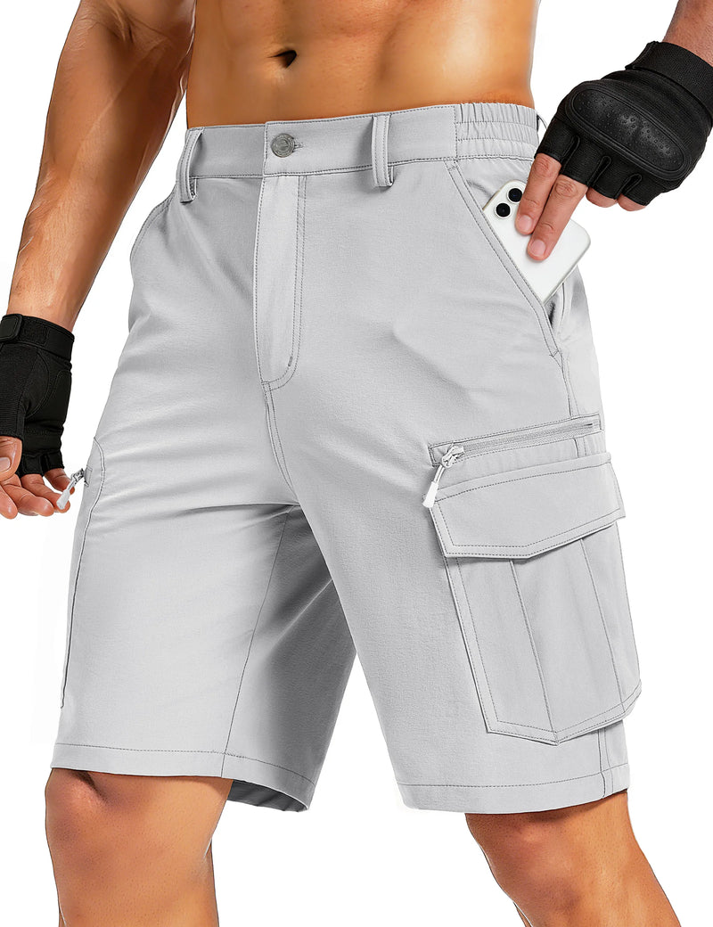 TACVASEN UPF 50+ Hiking Cargo Shorts with 7 Pockets Men 9" Quick Dry Lightweight Nylon Shorts Outdoor Work Shorts Fishing Casual