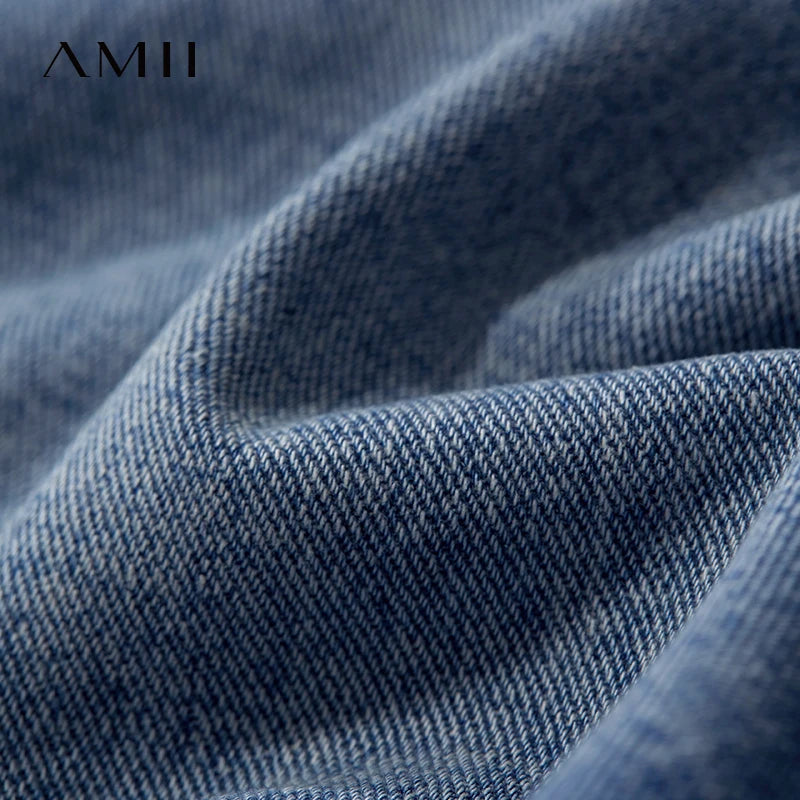 Amii Women's Shorts Minimalist 2026 Summer New Versatile Style Waistband-Free Retro Washed Cotton Casual Denim Shorts 12542225