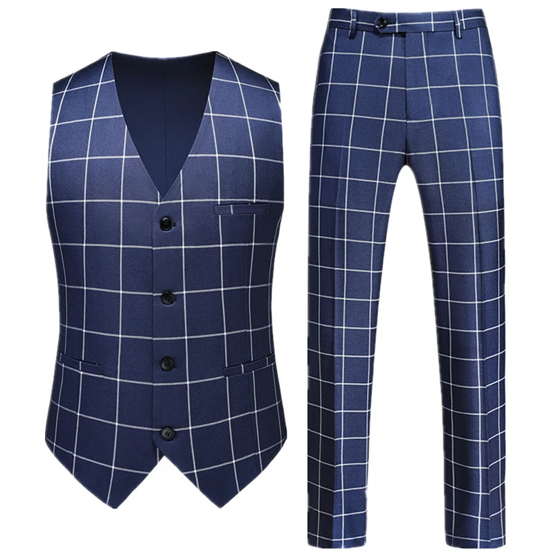 Men's Red Two-Piece Set, Sleeveless V-neck Vest with Trousers, White, Black, Red, Silver, Green,Purple To Choose From!