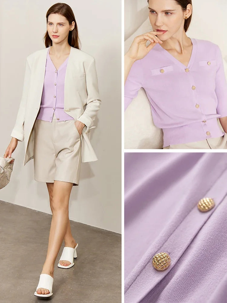 អាវកាឌីហ្គែនប៉ាក់ AMII Minimalism សម្រាប់ស្ត្រី រដូវស្លឹកឈើជ្រុះឆ្នាំ ២០២៦ អាវយឺតក V ស្លីម ទាន់សម័យ សម្រាប់ធ្វើដំណើរ អាវបារាំង 72321013