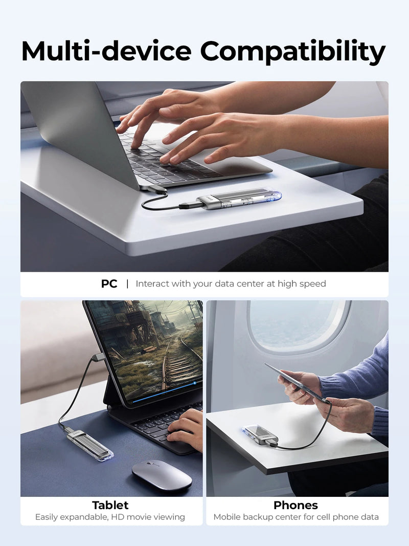 ORICO M.2 SSD Case NVME SATA SSD Enclosure Tool Free 10Gbps M.2 to USB Type C Transparent External Adapter Portable