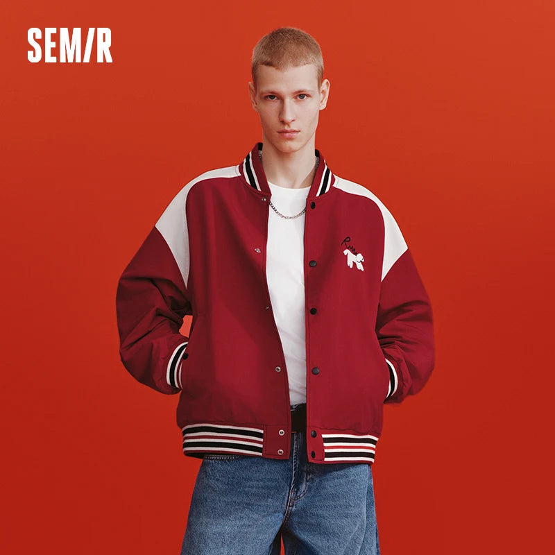 Semir Men Jacket 2026 Spring New Red Double Sided Wear American Retro Style Loose Baseball Casual Outdoor Tops
