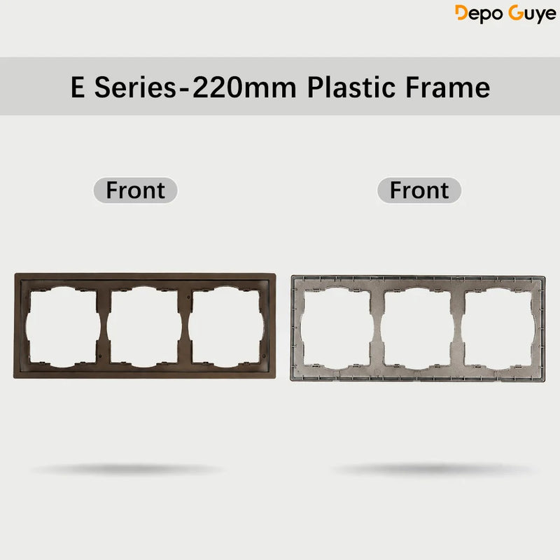 Brown EU Russia Socket with USB TypeC+A Double French 1 2 Gang TV Computer CAT6 Switch DIY Function Parts Plastic Frames