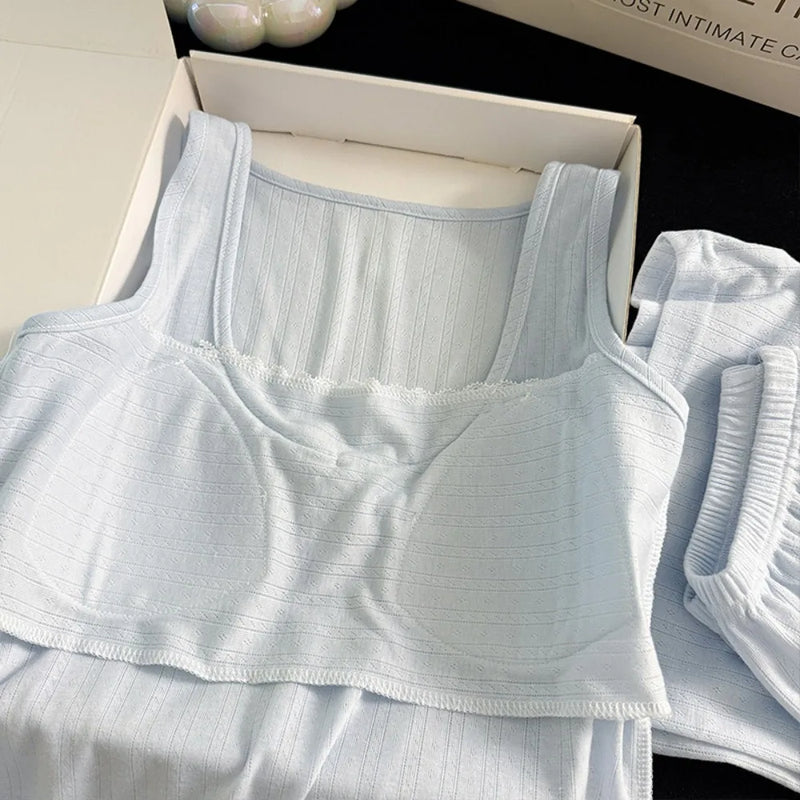 Thin Loungewear Sets Women Pajama Night Wear for Ladies Night Wears Homewear New Summer Wear Sleeveless Sleepwear Pyjama Set