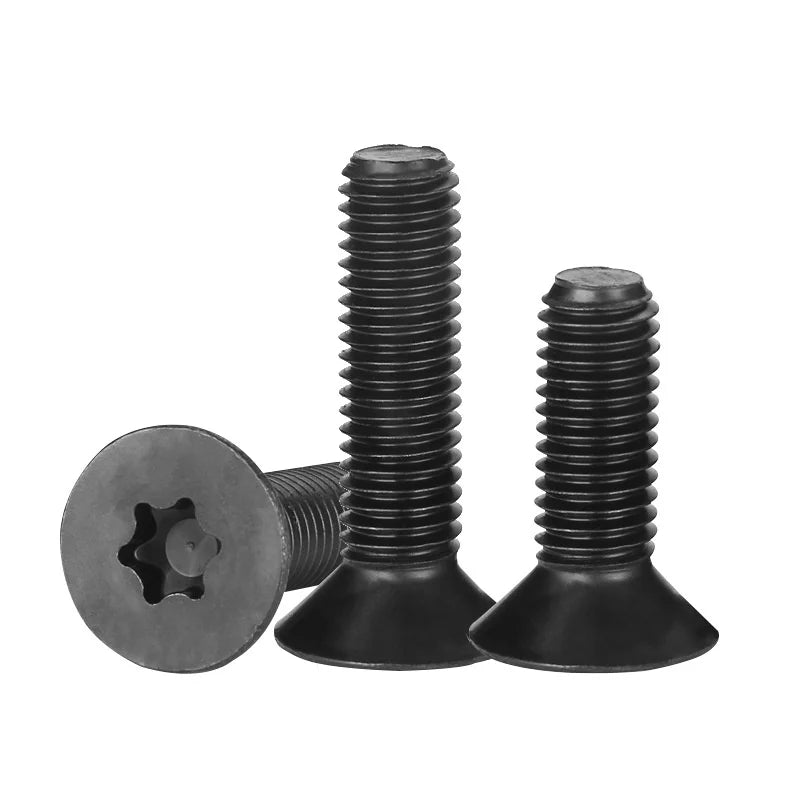2-50pcs/lot Flat Countersunk Screw Six Lobe Bolt Machine screw M2 M2.5 M3 M4 M5 M6 Black carbon steel Torx Head