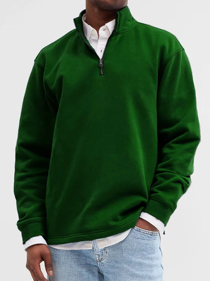 Men's Half-Zip Knit Hoodie – Soft Gray Pullover with Relaxed Fit, Modern Drop Shoulder Design 13 Colors Available