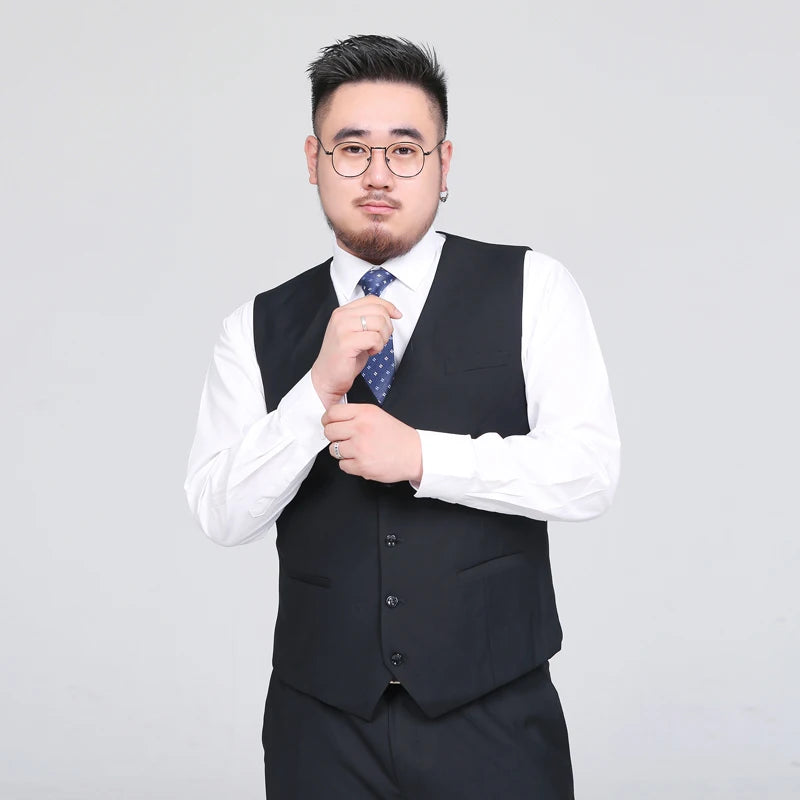 2026 New Men's Black Suit Vest , V-neck Sleeveless Vests Coat, Blue M-8XL 9XL  Very Cool Waistcoat for Fat Men