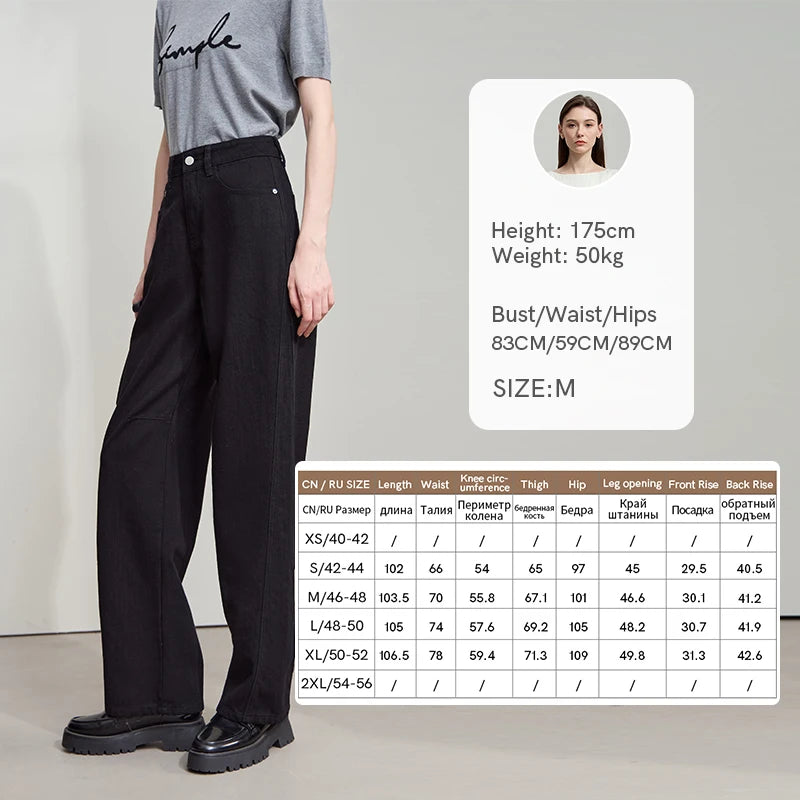 AMII Minimalist 2026 Autumn New Arrival Pants Minimalism Retro Casual Office Lady Pure Cotton Jeans Women Denim Trouser 12543141