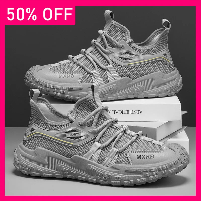 Mens Casual Sports Shoes Spring Fashion Simple Mesh Breathable Soft Thick Sole Comfortable Daily Leisure Outdoor Running Shoes