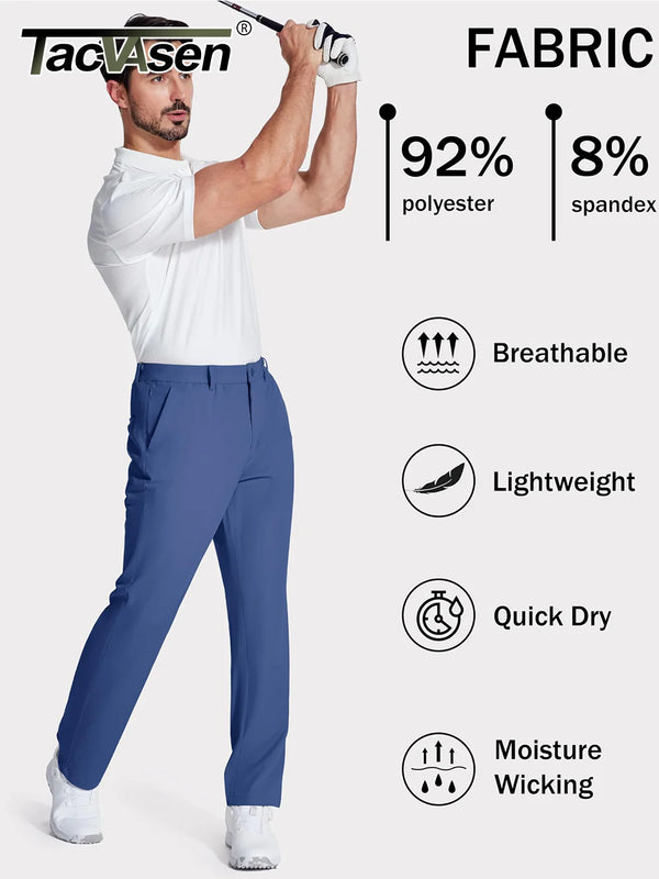 TACVASEN Mens Golf Stretch Dress Pants Staight Leg Quick Dry Water Resistant Lightweight Flat Front Work Pants Moisture Wicking