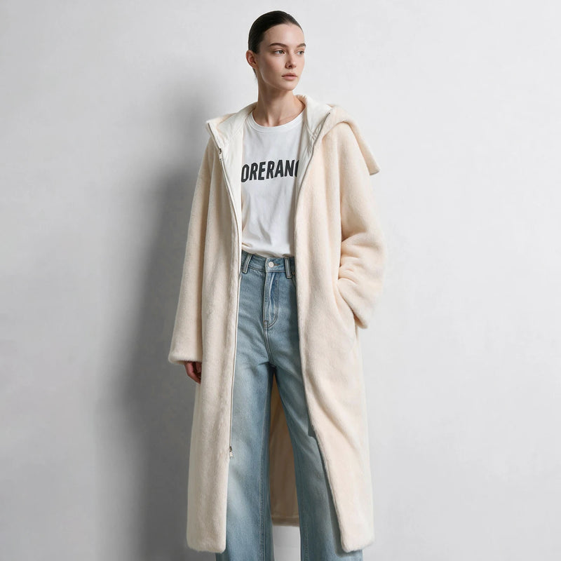 Amii Reversible Faux Fur Parka Coat for Women Hooded Loose Two Faced Long Jackets 2026 Winter Warm Coats Women's Jacket 12654013