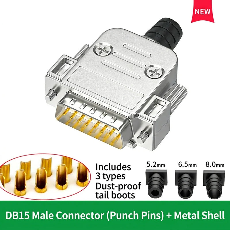 DIVEDEER Industrial Gold-Plated DB15 DB25 Connectors Male Female Parallel Ports with Metal Shells 25-Pin Plugs Industrial Use