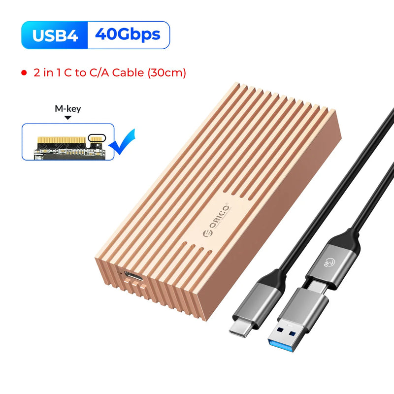 ORICO NVMe M.2 SSD Enclosure USB4 40Gbps PCIe3.0x4 20Gbps 10Gbps M.2 External Case Compatible with Thunderbolt 3/4