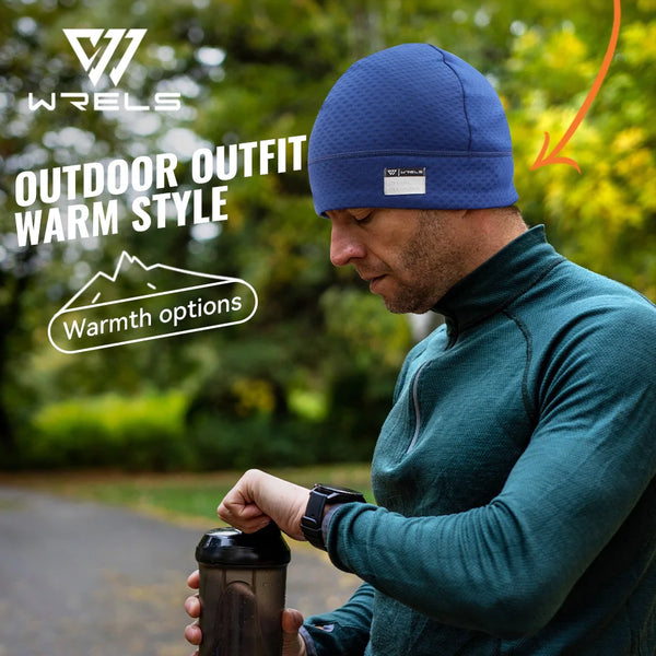 WRELS Beanie for Men Women Soft Lightweight Running Beanie Hat Absorb Sweat Running Skull Cap Winter Fleece Lined Beanie Hat
