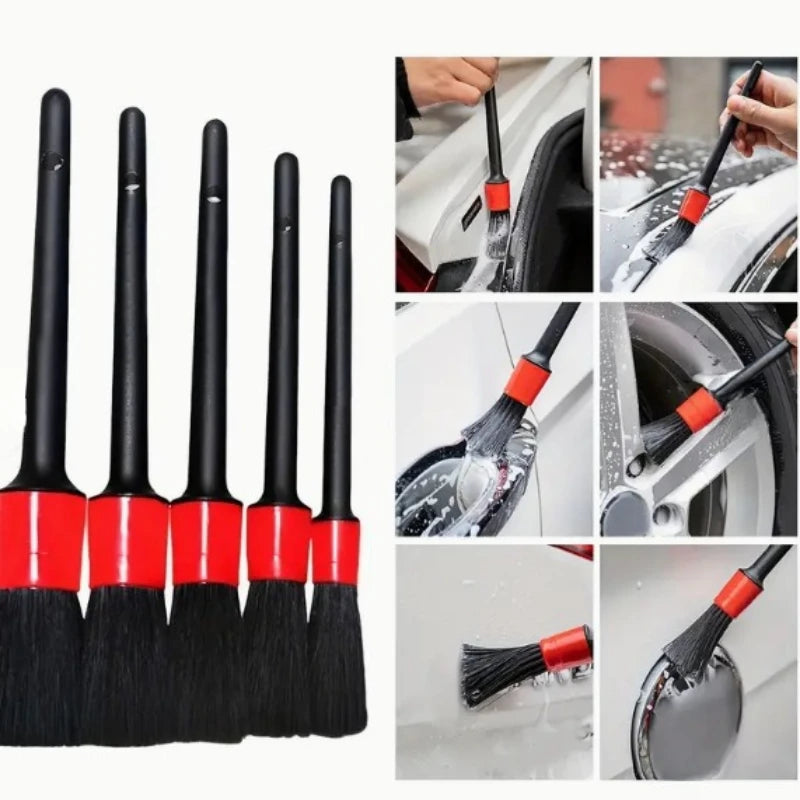 5pcs Details of Car Wash Soft Brush Small Brush Multifunctional Air Outlet Cleaning Tool for Automobile Interior Gap Car brush