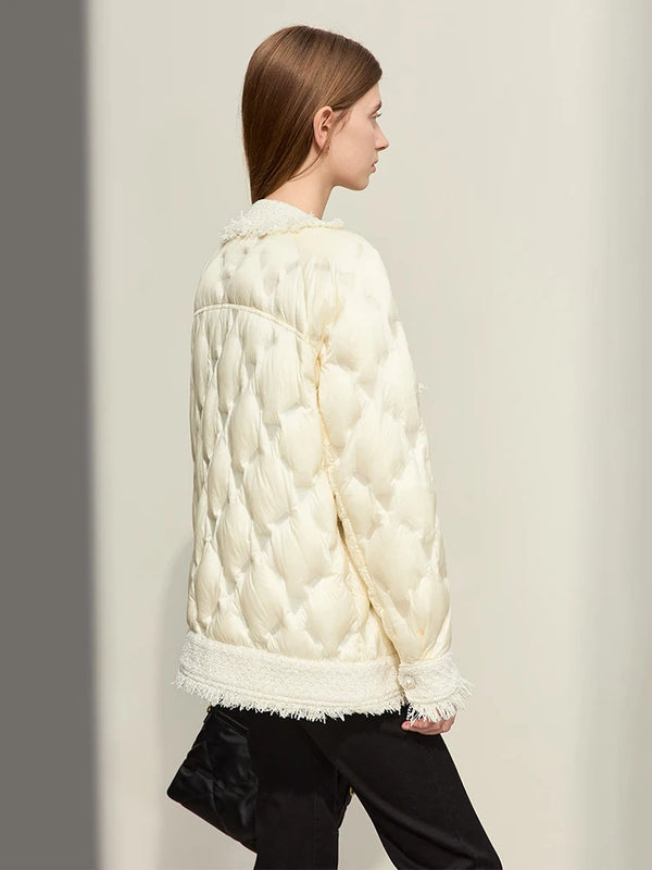 អាវរោមសត្វ AMII Minimalist Down Puffer សម្រាប់ស្ត្រី អាវ Tweed ក្លិនក្រអូបតូច 2026 រដូវរងាថ្មី កមូល លាយជាមួយគុជខ្យង 12344059