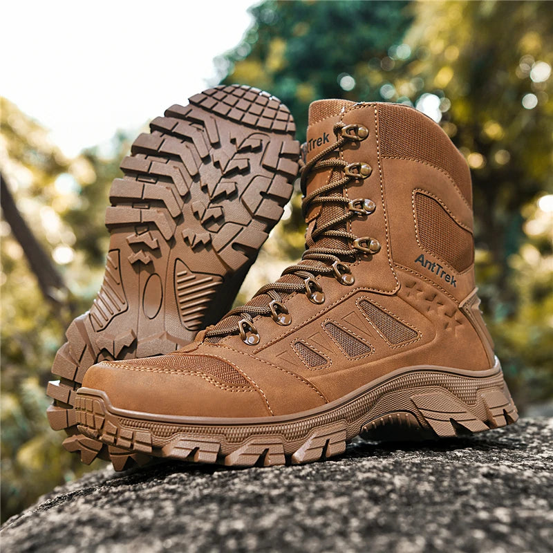 Men's Field Combat Training Boots Four Seasons Non-Slip Comfort Jungle Combat Boots High-Top Outdoor Multi-Terrain Hiking Boots