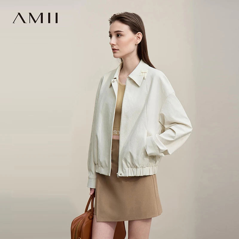 អាវធំនារី Amii ឆ្នាំ ២០២៦ រដូវស្លឹកឈើជ្រុះថ្មី ធម្មតា ប៉ាក់អក្សរលើកអាវ អាវដៃវែង អាវធំសម្រាប់នារី 12621048