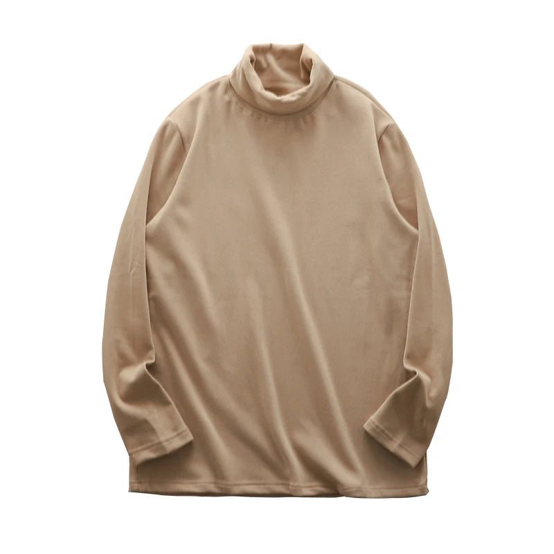 DUKEEN Dralon Fabric Long Sleeve T Shirts for Men 2025 Autumn and Winter Thick Fleece Warm Turtlenneck Solid Color Undershirts