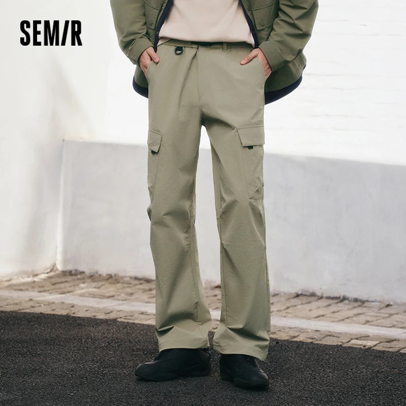 Semir Functional Pants Men Spring Loose Straight Leg Cargo Outdoor Big Pocket Textured Casual Comfortable Long Trousers