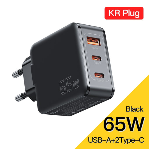 Essager GaN 65W USB C Charger Quick Charge 4.0 3.0 QC4.0 QC PD3.0 PD USB-C Type C Fast USB Charger For iPhone 14 13 Pro MacBook CN KR Black Charger