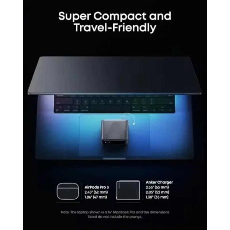 ឆ្នាំងសាក Anker Prime A2687 160W 3-Port GaN USB-C Fast Charger ប្លុកសាកថ្មលឿន Smart Touch Display អតិបរមា 140W សម្រាប់កុំព្យូទ័រយួរដៃ iPhone Samsung