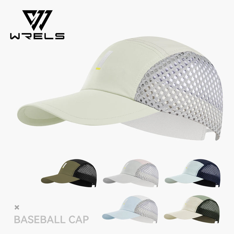 WRELS Mesh Baseball Cap Sunshade Sport Hat Ultralight Trucker Hat Breathable Quick Dry Foldable Golf Hiking Beach Running Cap