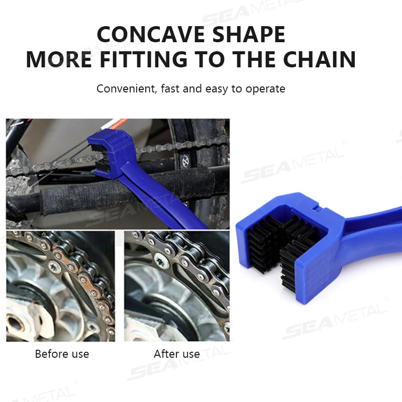SEAMETAL Car Motorcycle Chain Brush Cleaner Plastic Bicycle E-bike Outdoor Scrubber Road Care Tools Car Motorcycle Parts
