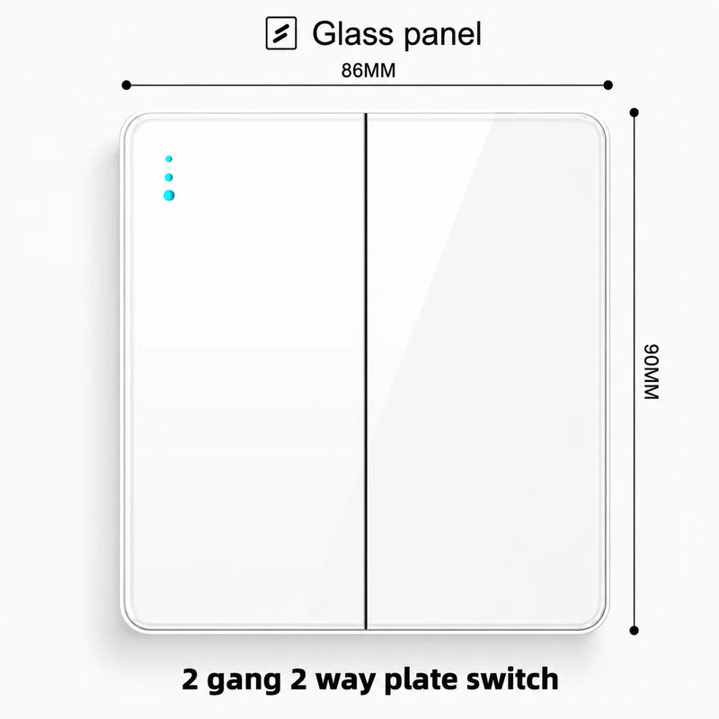 White Tempered Glass 2Way Wall Light Switch, UK Wall 18W Type-C Fast Charging USB Socket, Universal Electrical Outlet Plug 220V