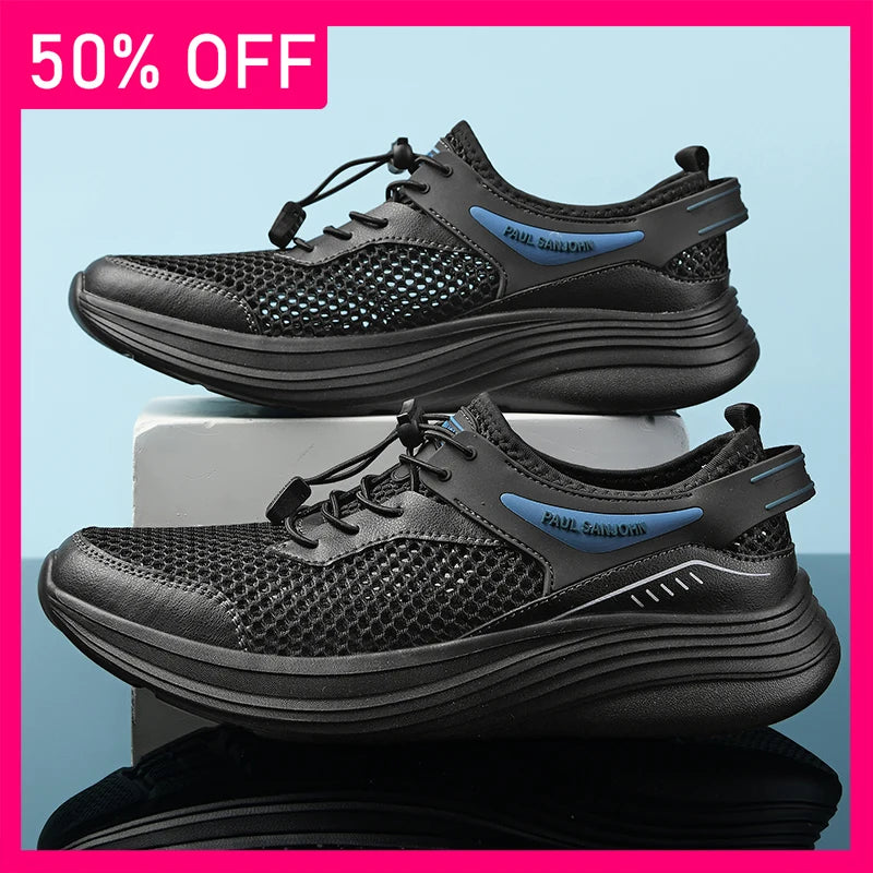 Men Sports Shoes Breathable Lightweight Mesh Comfortable Durable Soft Soled Tennis Shoes Outdoor Leisure Fitness Training Shoes