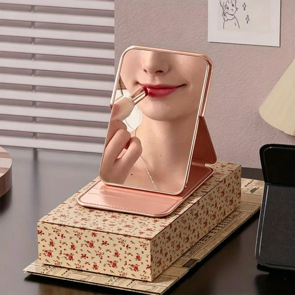 1pc Foldable Mini Makeup Mirror, Portable, Student Dormitory Desktop Standing Cosmetic Mirror For Daily Use.makeup mirror.