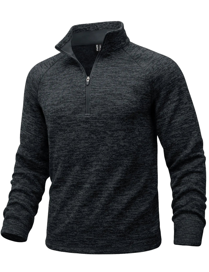 TACVASEN Mens Quarter Zip Pullover Long Sleeve Fleece Golf Sweatshirts Winter Warm Breathable Stretchy Daily Casual Shirts