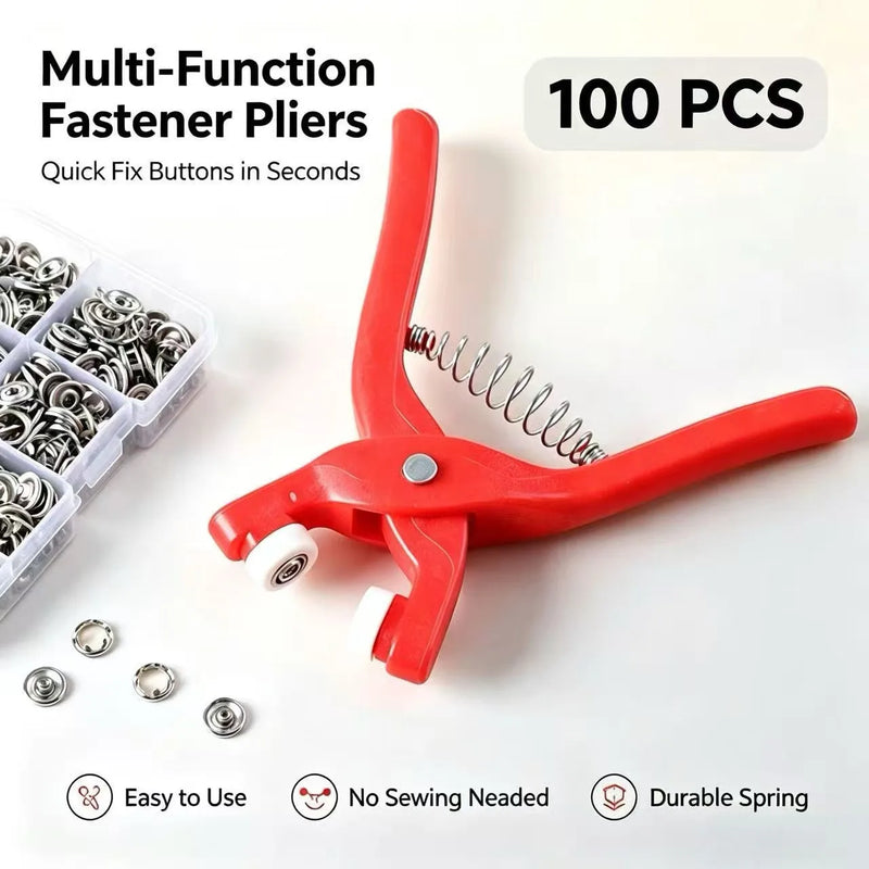 Five Claw Snap Fastener Pliers Kit, No Sew Prong Snap Button Installation Tool, Metal Invisible Press Studs for Clothes, Shoes