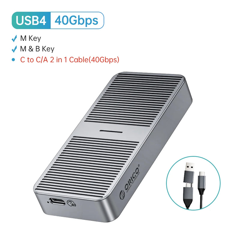 ORICO 20Gbps M.2 NVME SSD Case with Built-in Cooling Vest Upgraded Aluminum Type-C M2 NVME SSD Enclosure for Solid State Drive