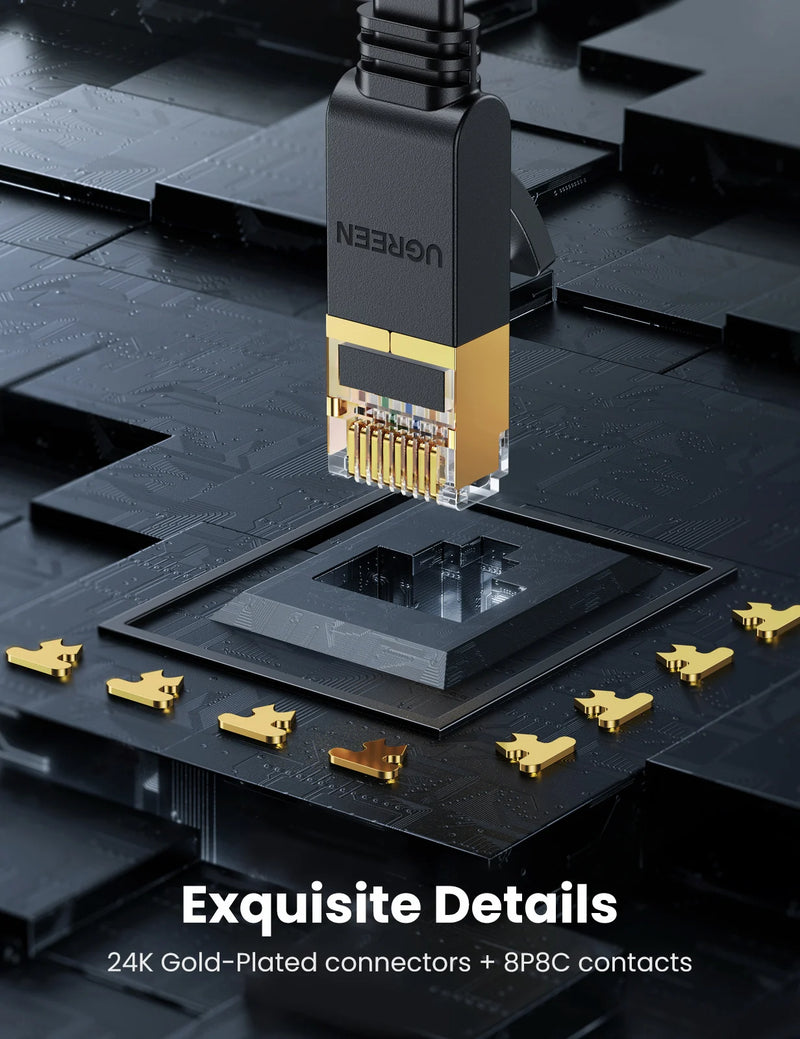 UGREEN Cat 7 Ethernet Cable Flat Cat7 High Speed Flat Gigabit RJ45 LAN Cable 10Gbps Network Cable Patch Code for Router Ethernet