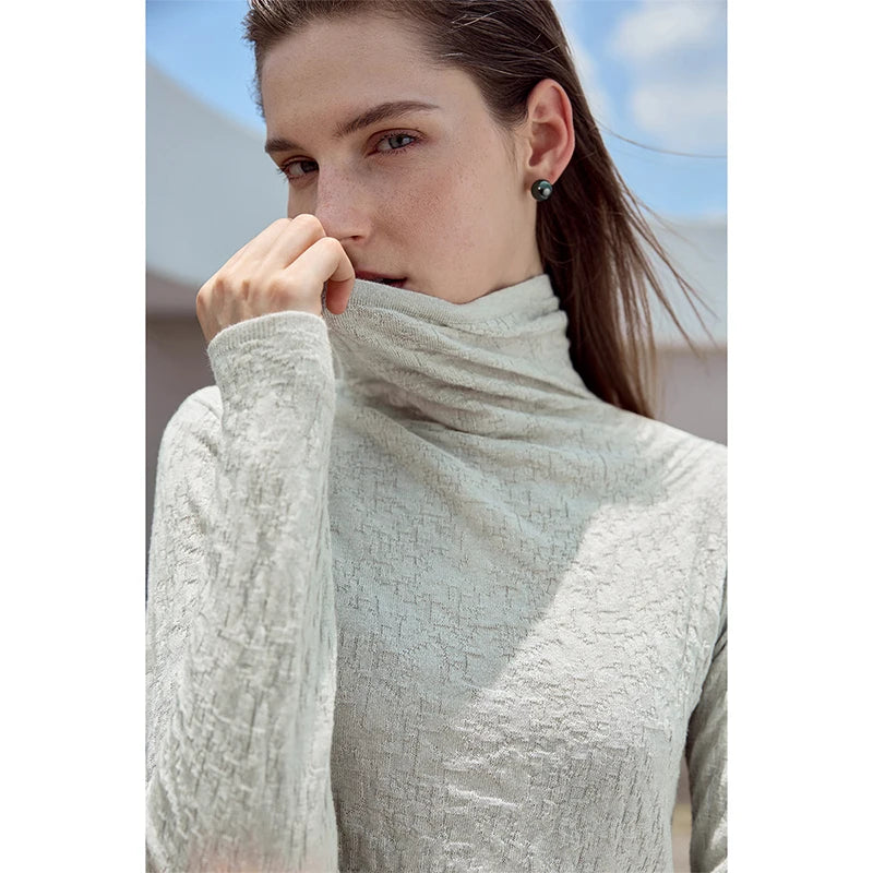 អាវយឺត AMII Turtleneck អាវយឺតដៃវែងសម្រាប់ស្ត្រីឆ្នាំ ២០២៦ រដូវរងាថ្មី Pullover ប៉ាក់ស្លីមកំពូលស្ត្រី ១២៥២៤១២៨