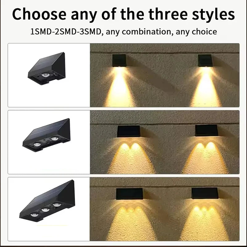 Solar Wall Lamp Outdoor Waterproof Warm White Fence Light Solar Powered Garden Light for House Number Address Sign Patio Balcony