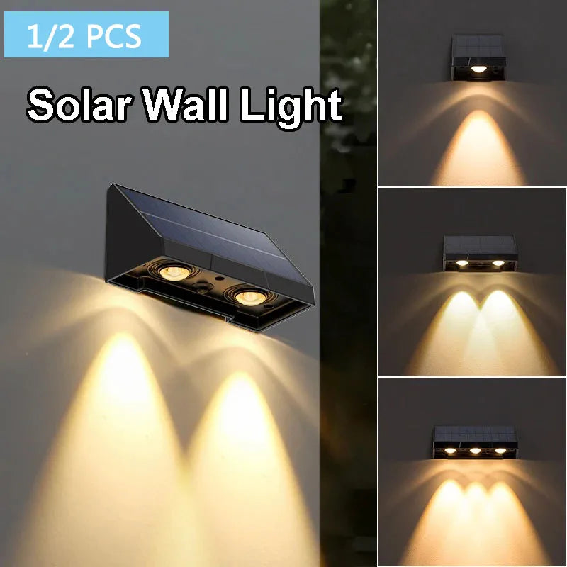 1/2pc Solar Wall Light Outdoor Illumination IP54 Waterproof LED Lamp Bulb Automatic Lighting at Night for Garden Yard or Balcony