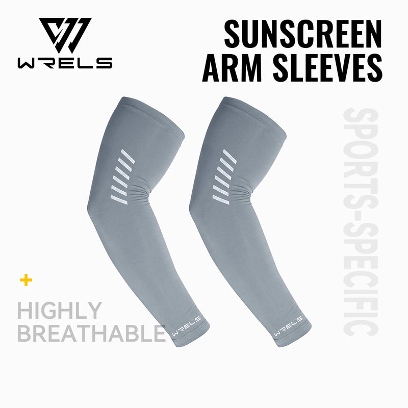 WRELS Sun Sleeves UPF 50+ Ice Silk Arm Covers Night Safety Reflective Cooling Sport Sleeves Breathable Thin Cycling UV Cover