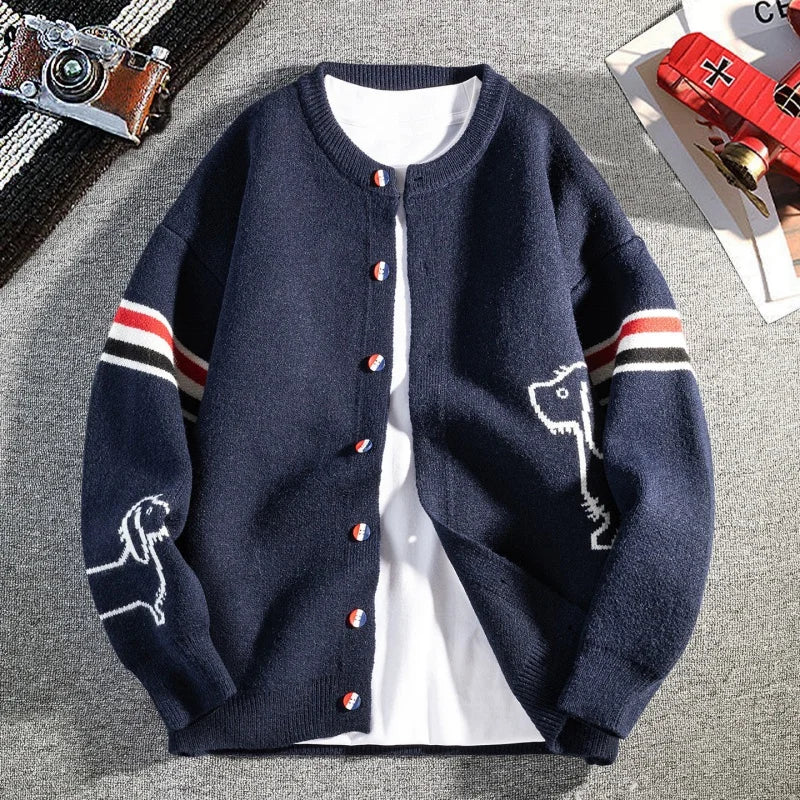 New Autumn Winter Men Long-Sleeved Knitted Shirt Jacket Single-Breasted Quality Cardigan Casual Fashion Comfort Men's Clothing