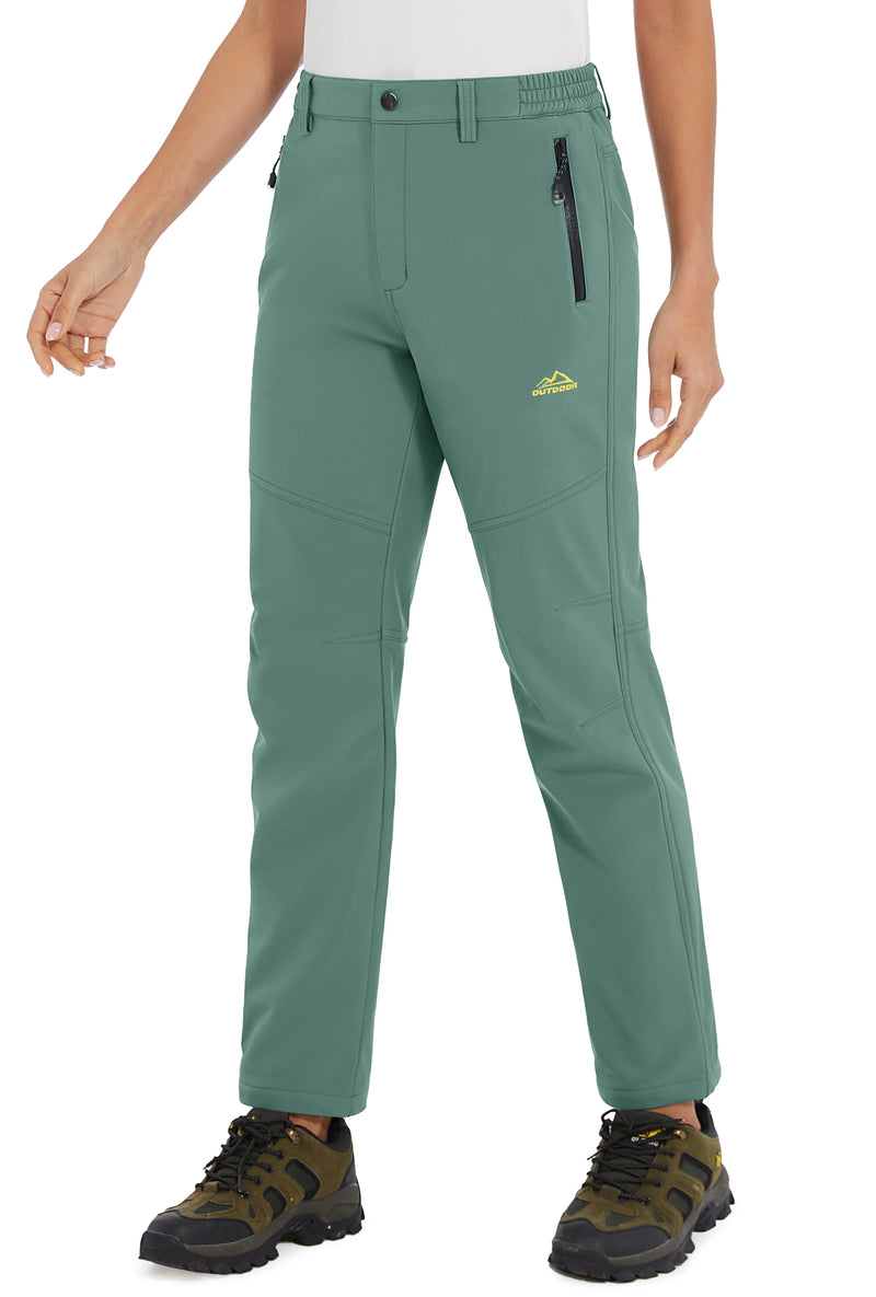 TACVASEN Womens Winter Waterproof pants Fleece Lined  Softshell Trousers With Zipper Pockets Thermal Cargo Outdoor Ski Pants