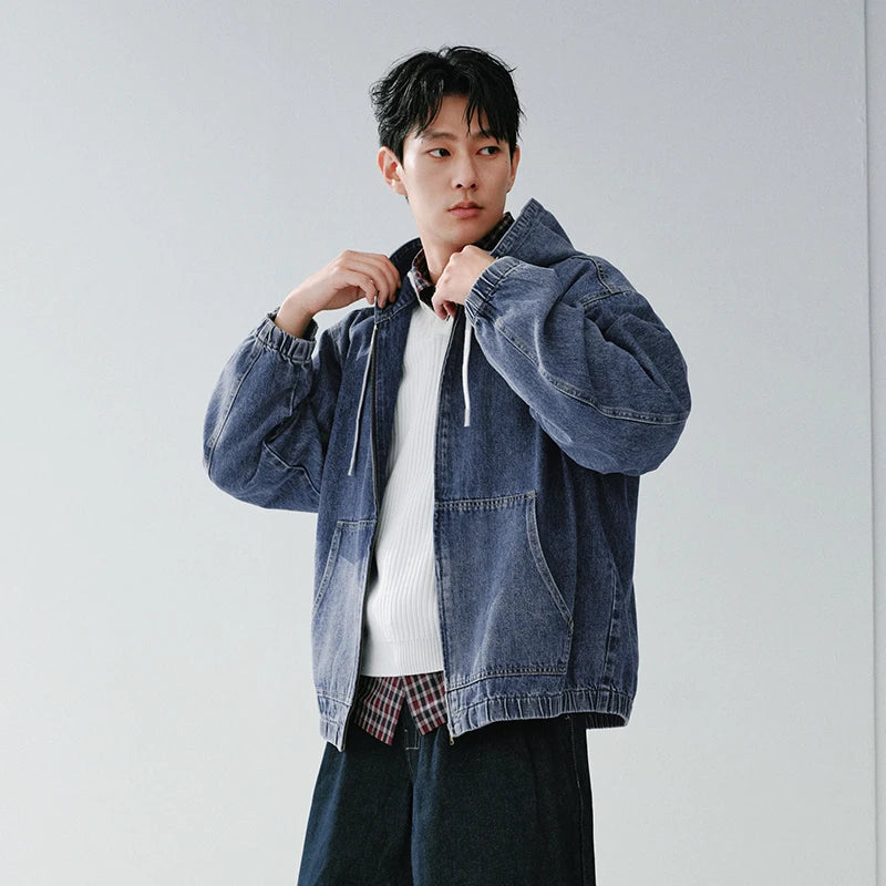 Semir American Jacket Men 2026 Spring Hooded Denim Street Style Vintage Loose Casual Fashion Stylish Outerwear Top