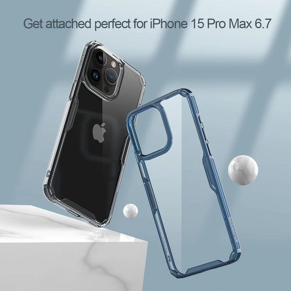 For iPhone 15 Pro Max NILLKIN Nature TPU Pro Case For iPhone 15 /15 Pro Shockproof Full Lens Protection Transparent Cover