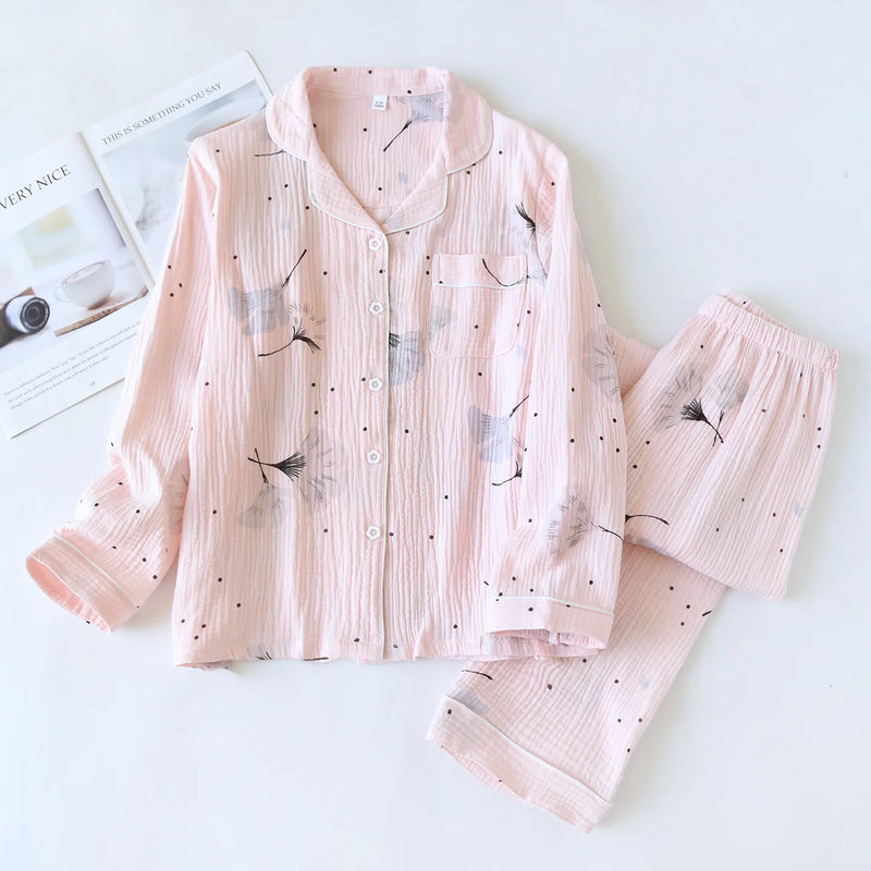 Floral Pajamas Sleepwear Women’s Loungewear Night Wear for Ladies Home Wear New Spring Autumn Long Sleeve Nightwear for Woman