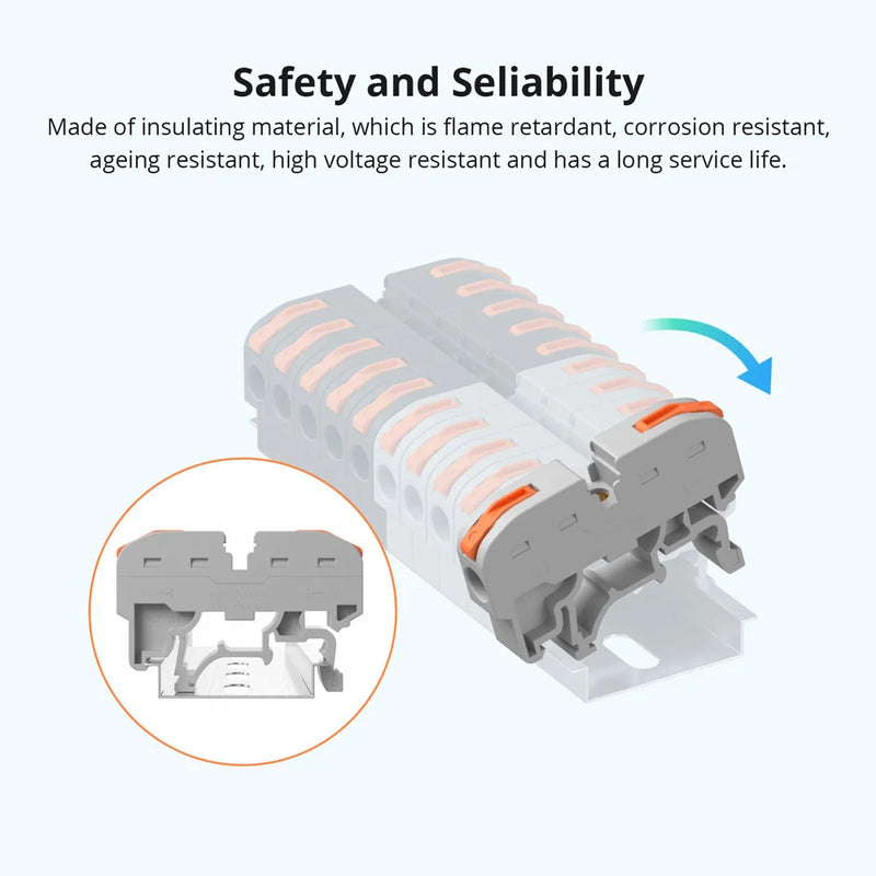 SONOFF Din Rail Wire Connector Universal Compact Wiring Terminal Block Push-in Multi-Purpose for Electrical Cable Connection